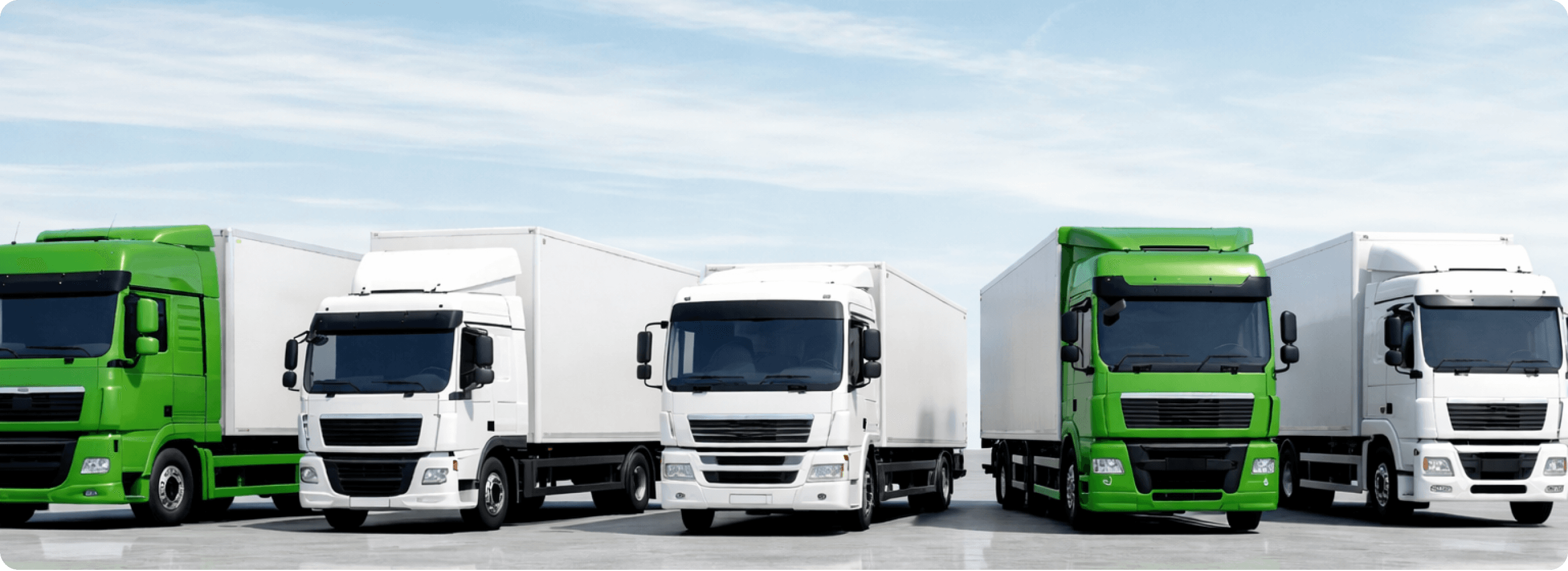 Freight trucks lined up for logistics transport